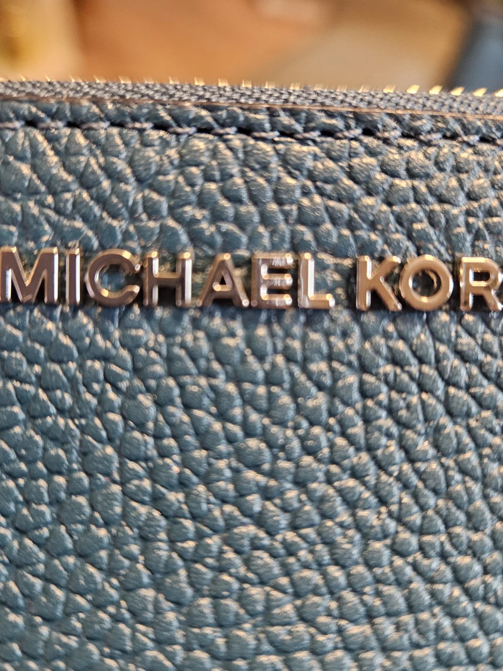 Michael Kors Teal Blue Pebbled Leather Tote with Wristlet
